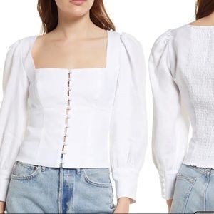 Reformation Micah linen white top size 6
